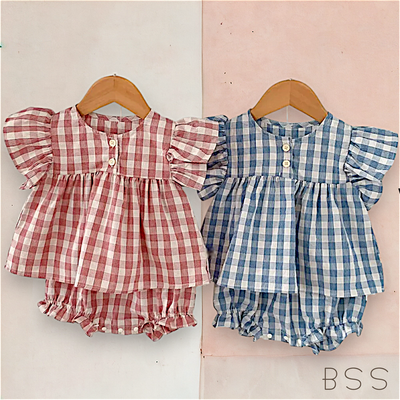 Conjunto Infantil Verão Xadrez  Alças Fly