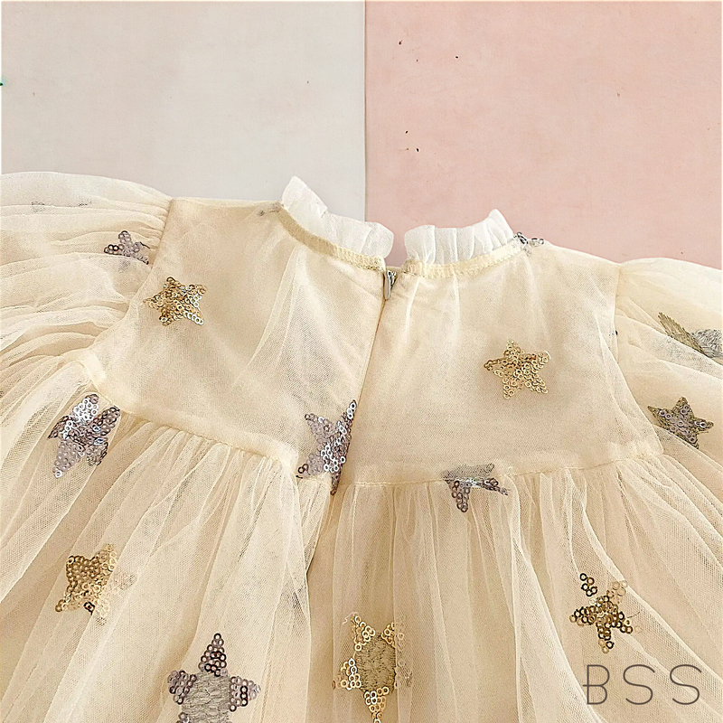 Vestido Infantil Festa Tule e Estrelas