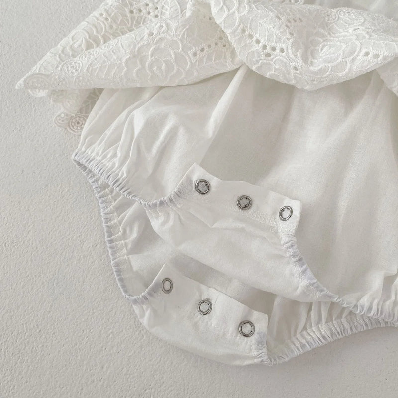 Romper Verão Rendas e Bico Bordado Branco