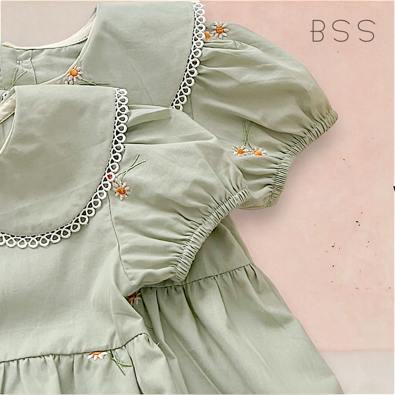 Vestido Infantil Verão Floral Gola Arredondada