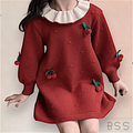 Vestido Infantil Inverno Tricot Cereja