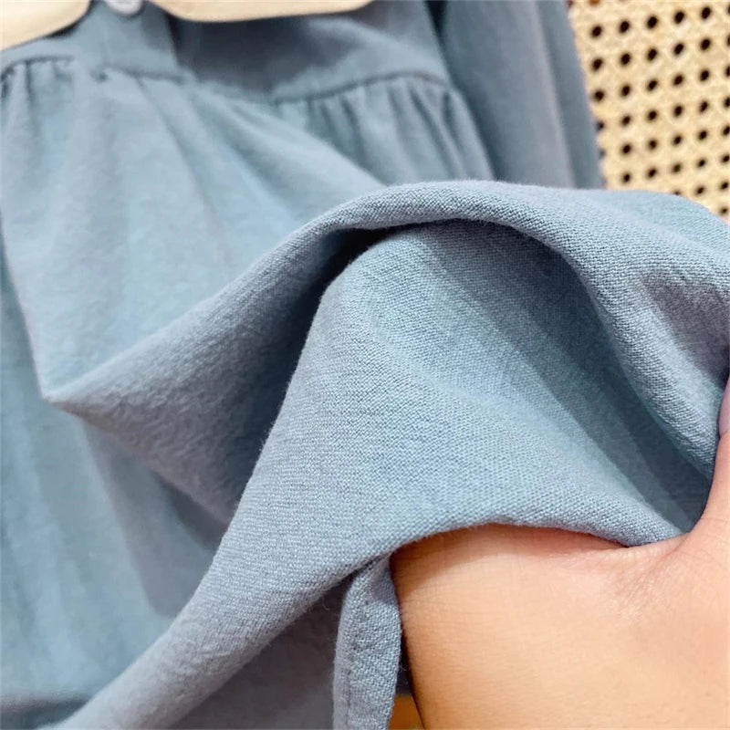 Vestido Infantil Bordado Azul Jade
