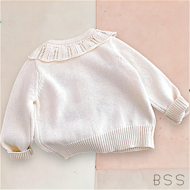 Casaco Infantil Tricot Bordado Floral