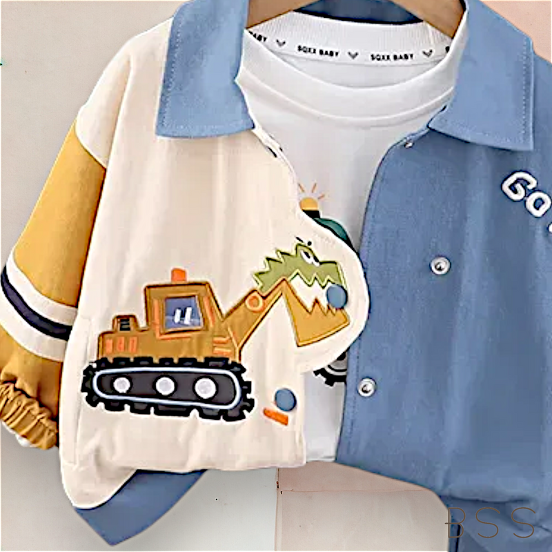 Conjunto Infantil Inverno Trator Dinossauro
