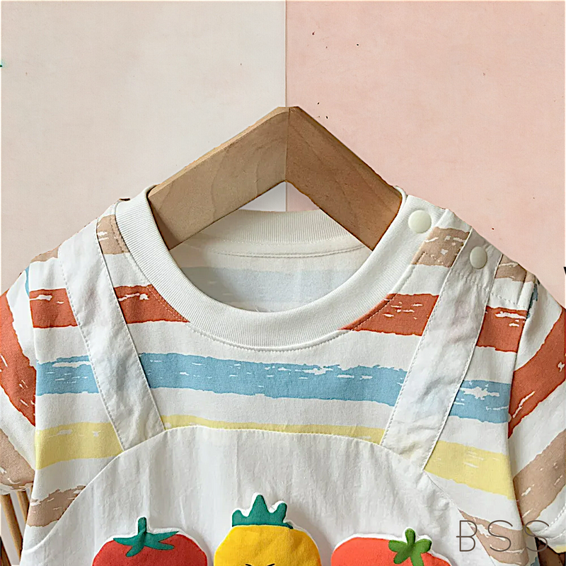 Macacão Infantil Frutas e Listras