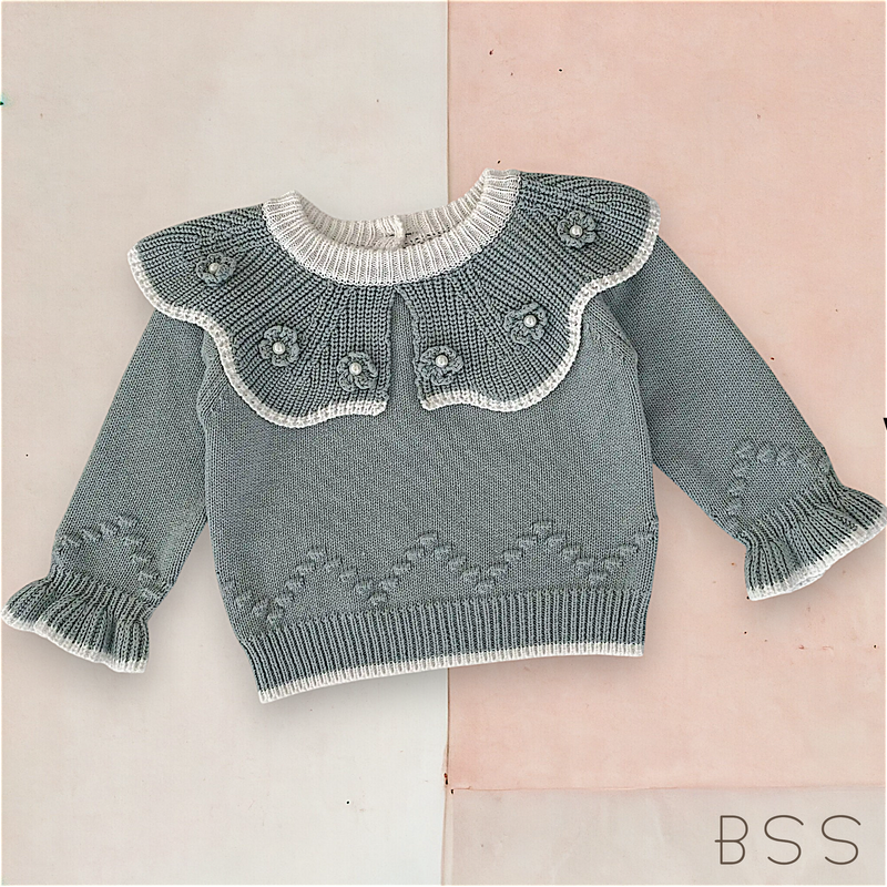 Casaco Infantil Tricot Inverno Flores