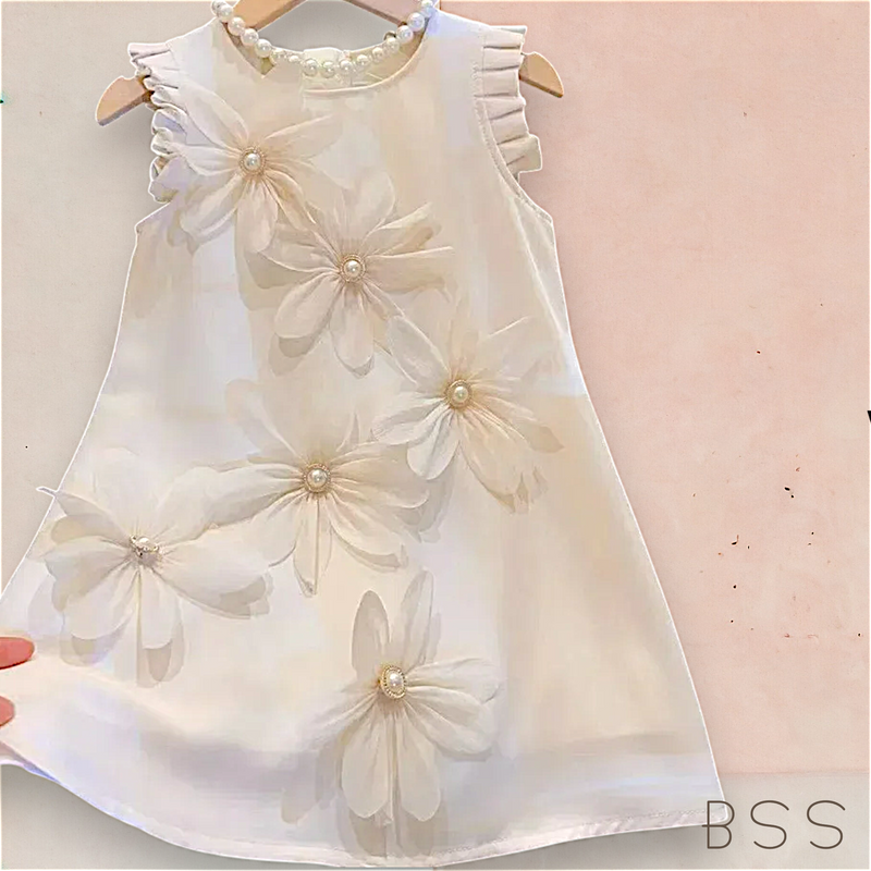 Vestido Infantil Festa Flores 3D