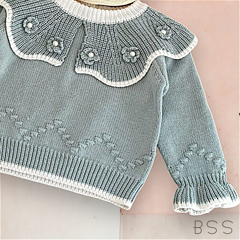 Casaco Infantil Tricot Inverno Flores