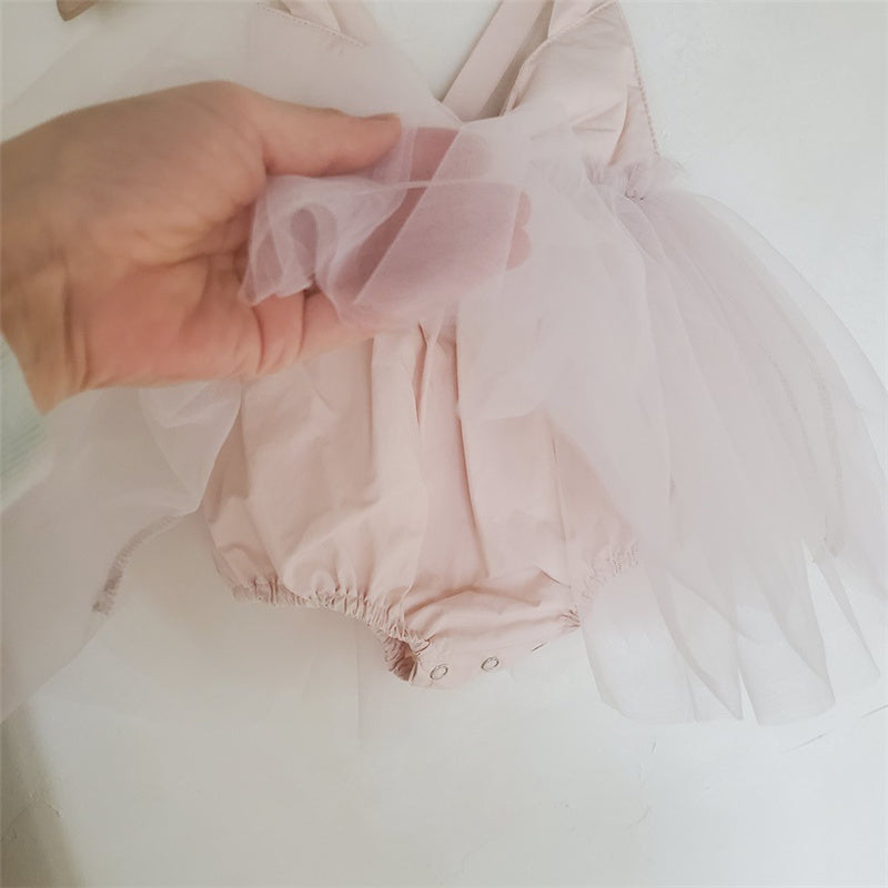Romper Verão com Saia de Tule e Laço