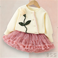 Conjunto Infantil Cardigan e Saia