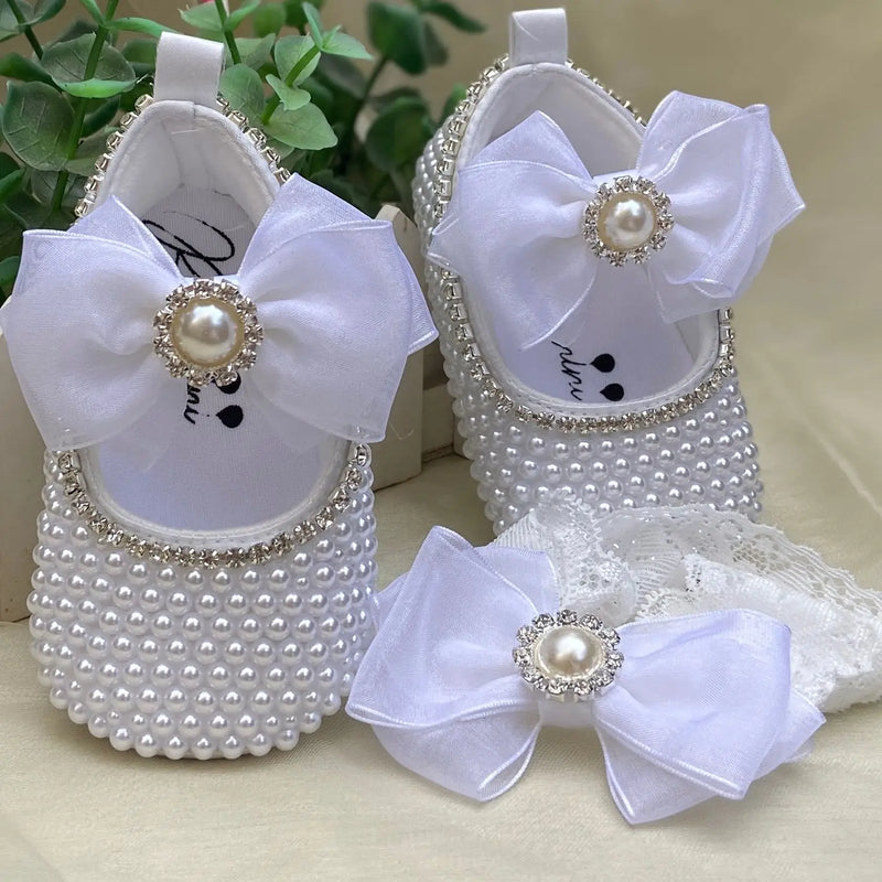 Sapatilha Infantil Bebê e Tiara Pearl