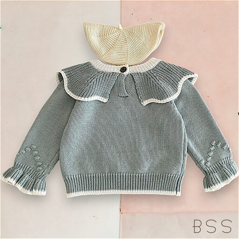 Casaco Infantil Tricot Inverno Flores