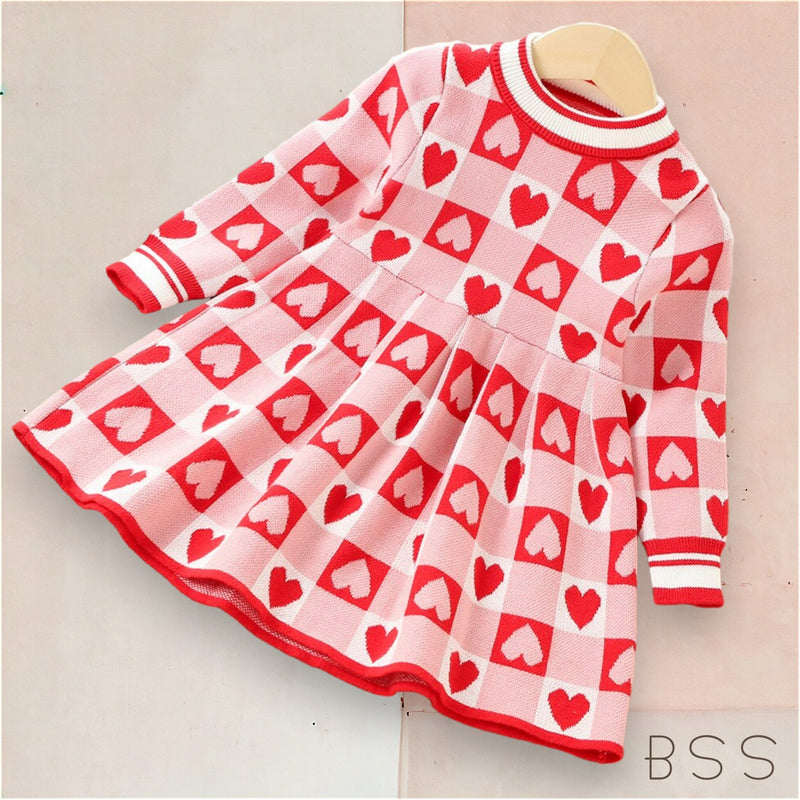 Vestido Infantil Inverno Corações Naomi