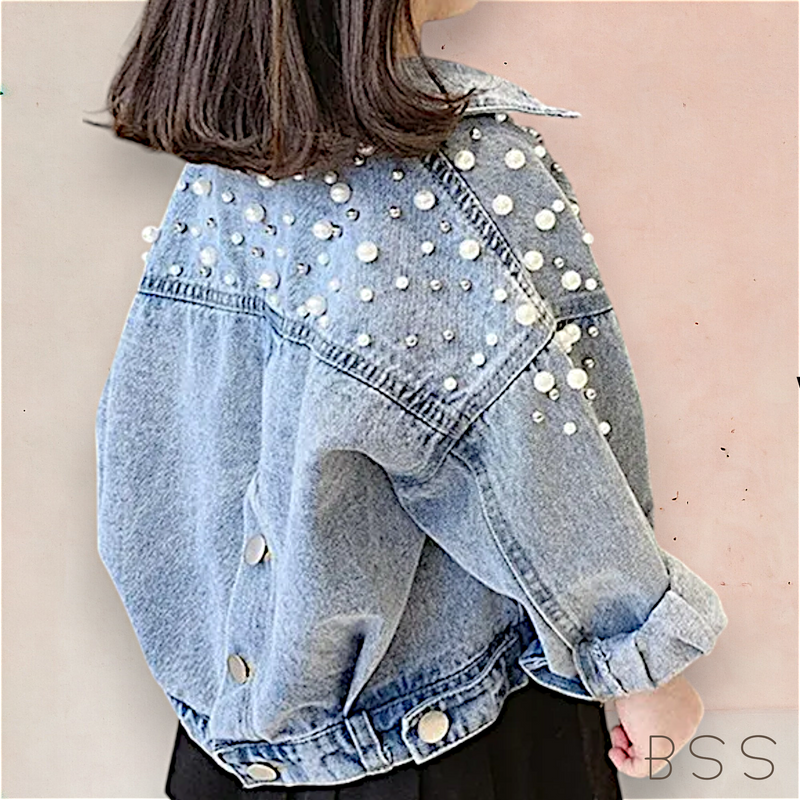 Jaqueta Infantil Jeans Pérolas