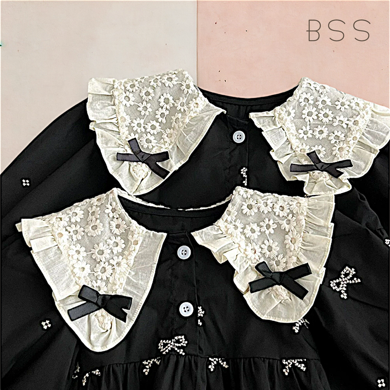 Vestido Infantil Bordado com Pala Rendada