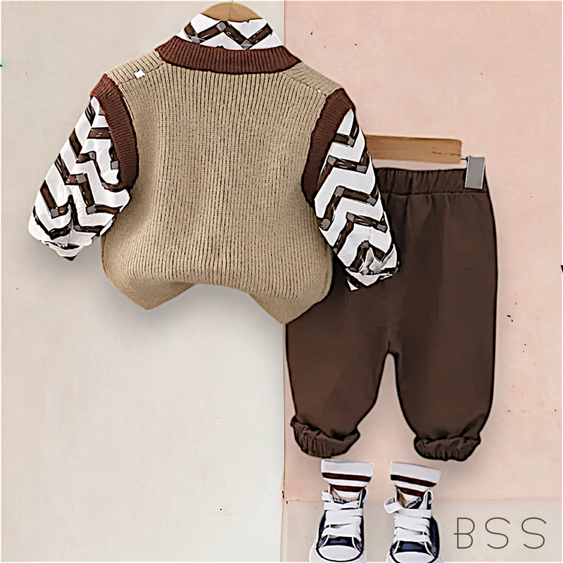 Conjunto Infantil de Inverno com Colete Tricot
