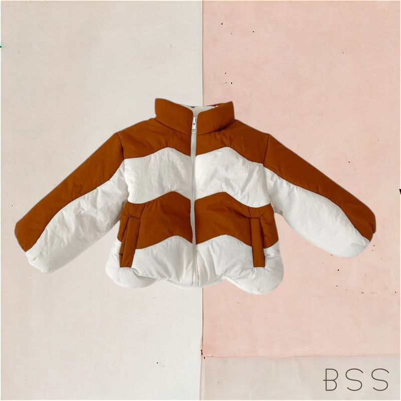 Casaco Infantil com Zíper Bicolor Chevron