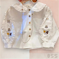 Camisa em Tricoline Bordada Com Babados