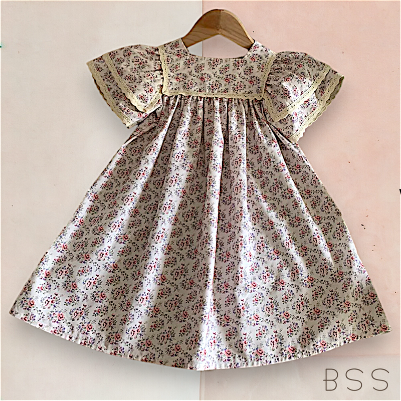 Vestido Infantil Verão Floral Manga Dupla