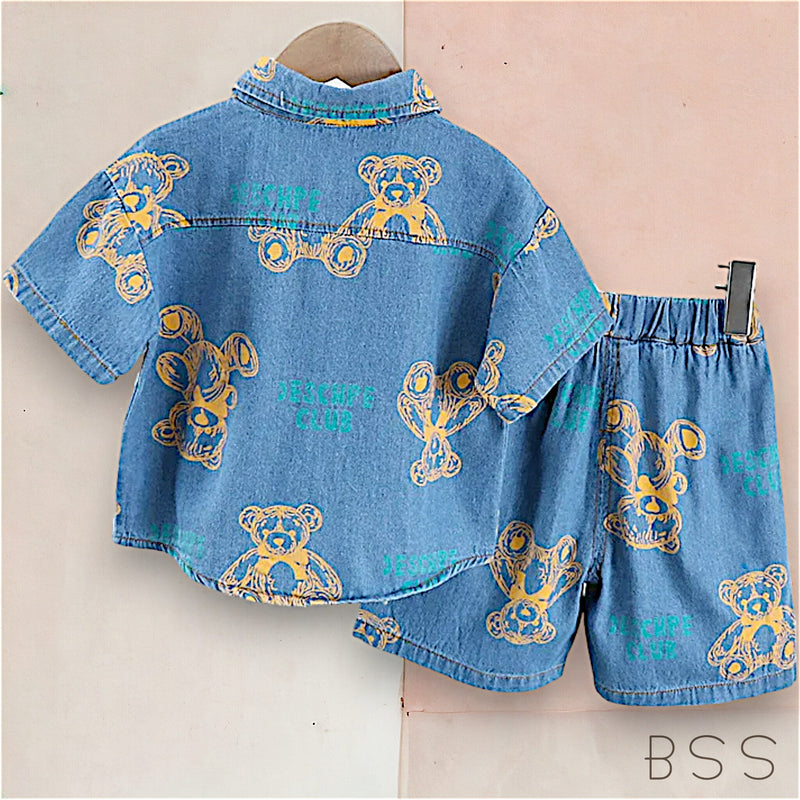 Conjunto Infantil Verão Jeans Urso