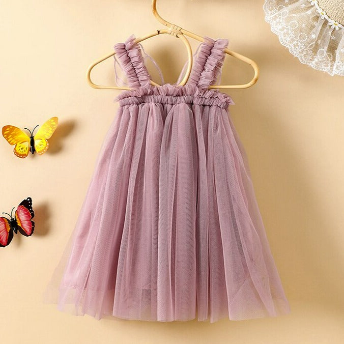 Vestido Infantil Tule Asas Borboleta