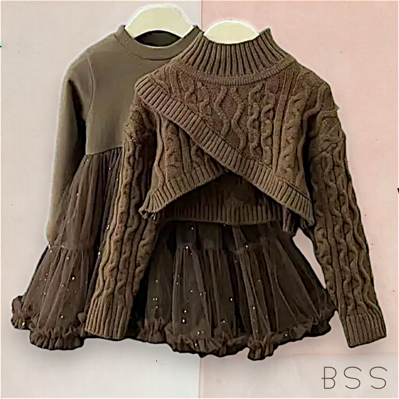 Vestido Infantil Inverno com Casaco