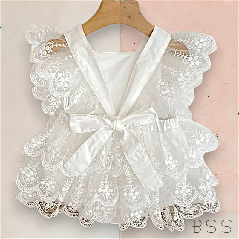 Vestido Infantil Renda Laço e Babados
