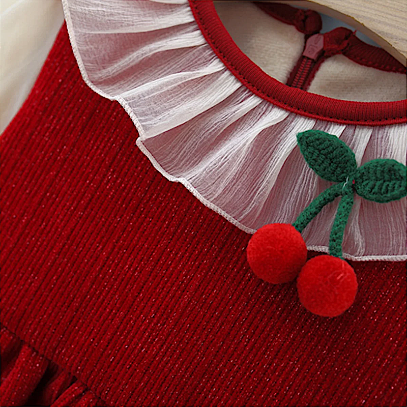 Vestido Infantil Inverno Cereja