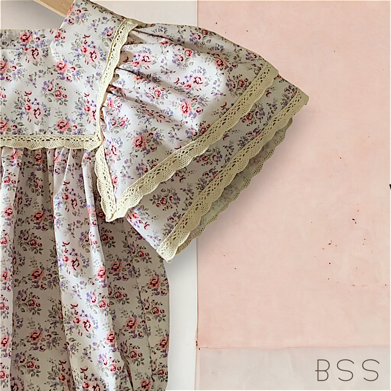 Vestido Infantil Verão Floral Manga Dupla