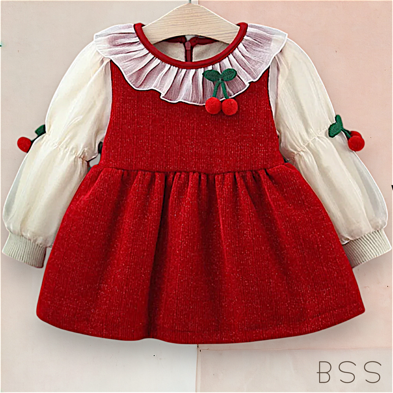Vestido Infantil Inverno Cereja