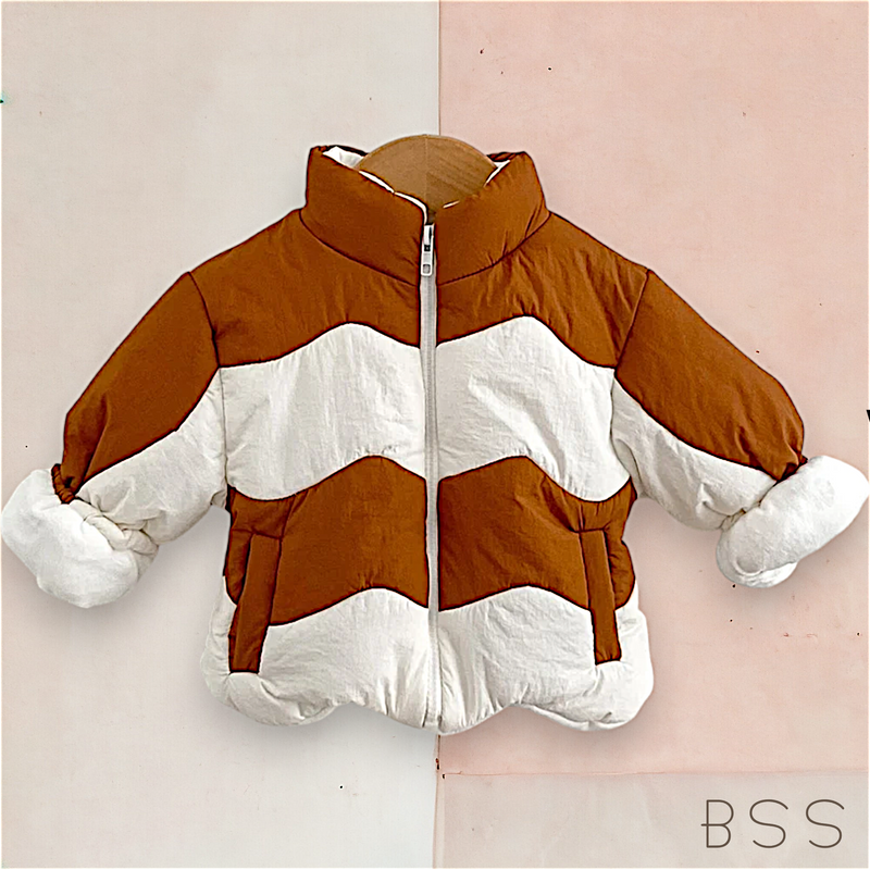 Casaco Infantil com Zíper Bicolor Chevron