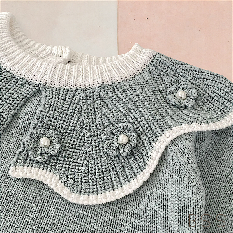 Casaco Infantil Tricot Inverno Flores