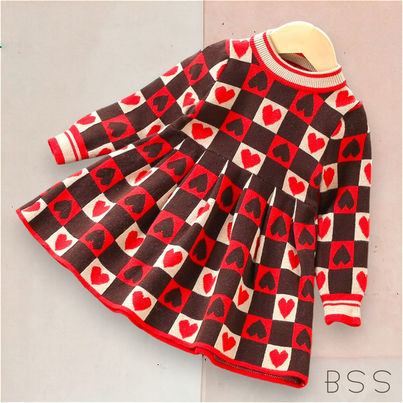 Vestido Infantil Inverno Corações Naomi