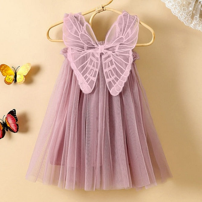Vestido Infantil Tule Asas Borboleta