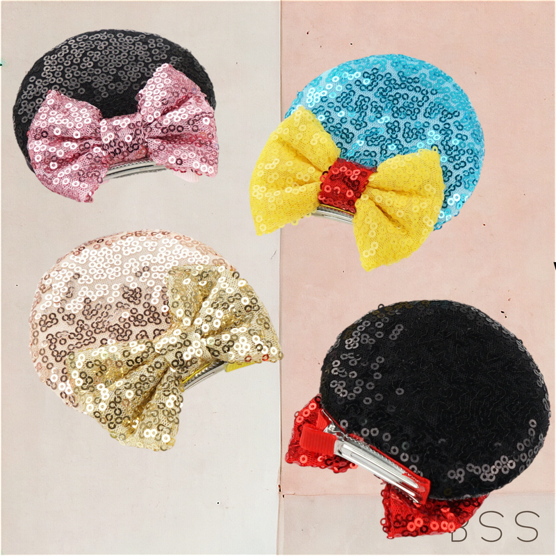 Par de Fivelas Infantil em Paetê Mickey e Minnie