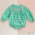 Romper Xadrez com Elastex e Gola Casinha de Abelhas