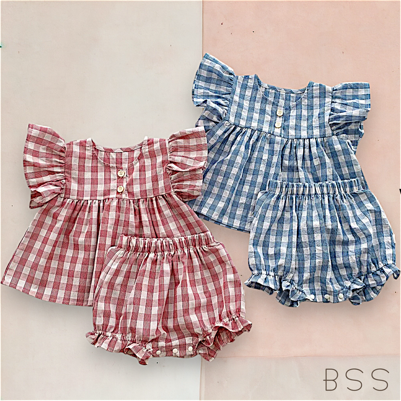 Conjunto Infantil Verão Xadrez  Alças Fly