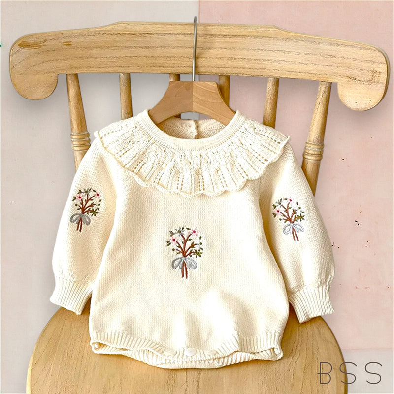 Romper Tricot Bordado Floral Ayla