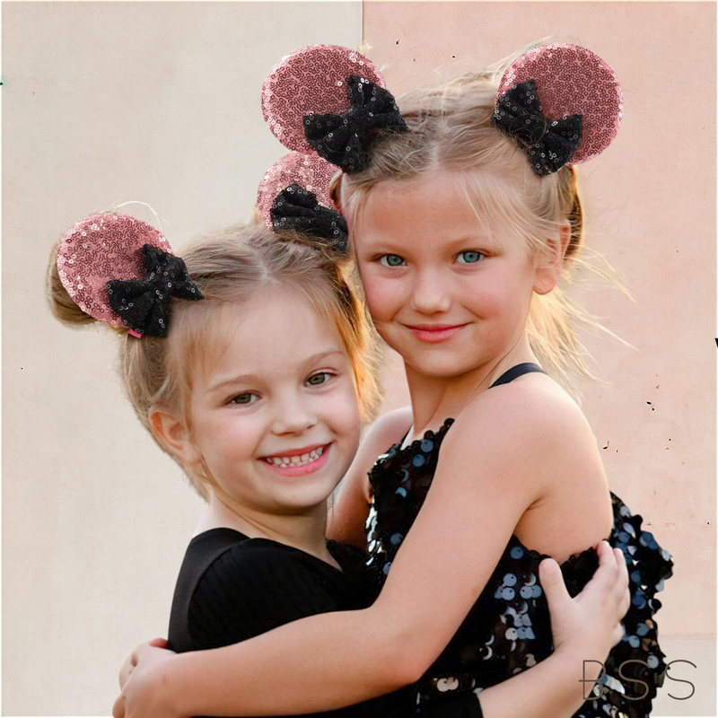 Par de Fivelas Infantil em Paetê Mickey e Minnie