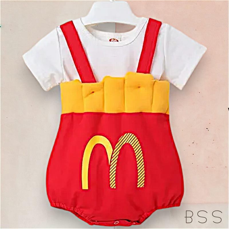 Conjunto Short com Blusa e Suspensório Batata Frita
