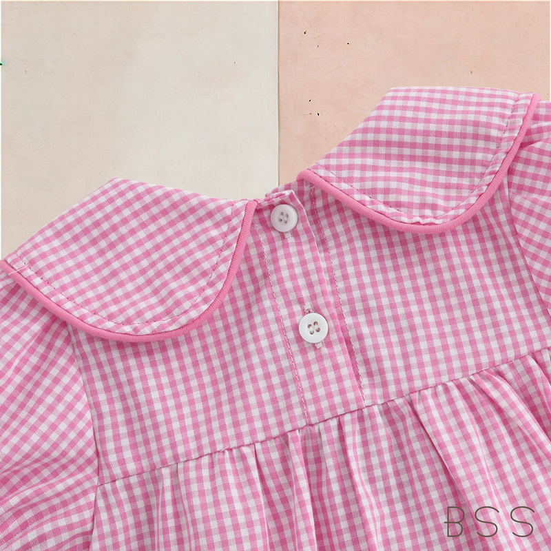 Romper Xadrez Apliques 3D Flores
