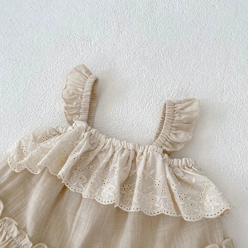 Conjunto Infantil Verão Renda Lila
