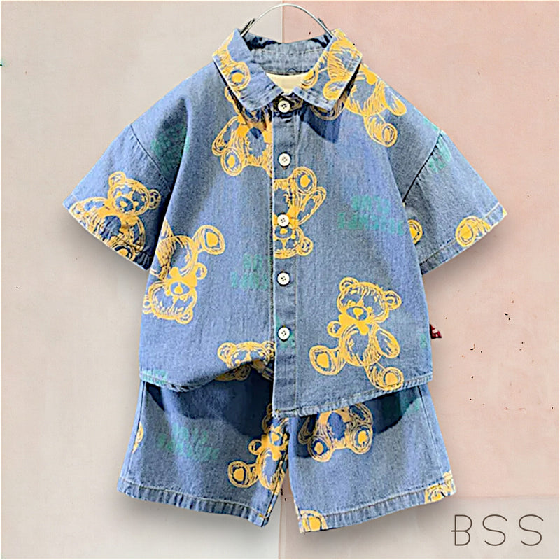 Conjunto Infantil Verão Jeans Urso