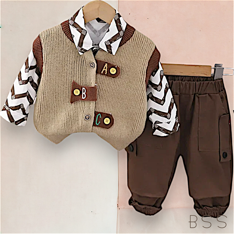 Conjunto Infantil de Inverno com Colete Tricot