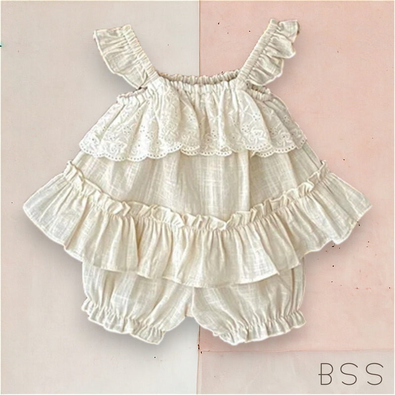 Conjunto Infantil Verão Renda Lila