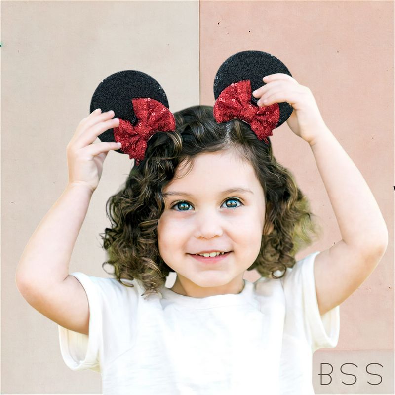 Par de Fivelas Infantil em Paetê Mickey e Minnie