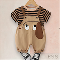 Conjunto infantil Jardineira com Alça e Blusa Olhinhos
