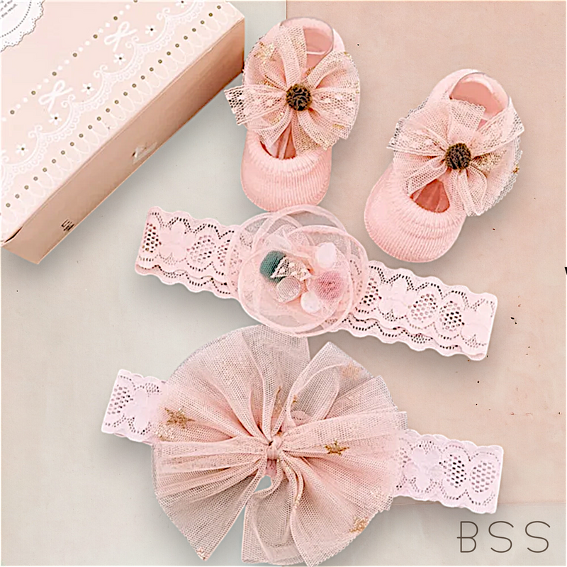 Kit Infantil 2 Faixas e Sapatinho com Laço