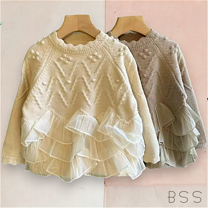 Pulover Infantil Tricot com Babados