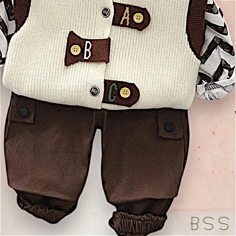 Conjunto Infantil de Inverno com Colete Tricot